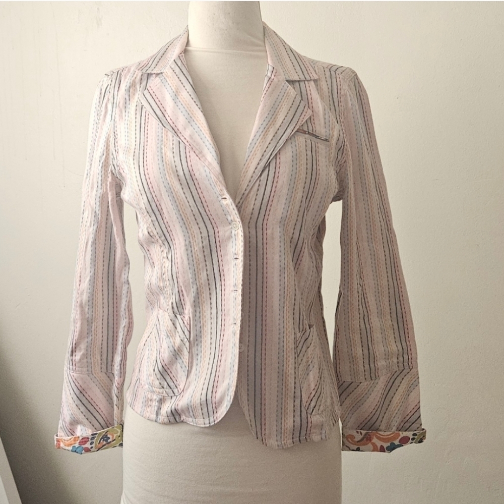 Robert Graham Multicolor Striped Floral Blazer